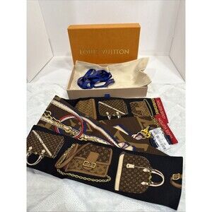 Louis Vuitton Tribute to Bandeau Silk Scarf Monogram Bag Bkack Brown NWT And Box